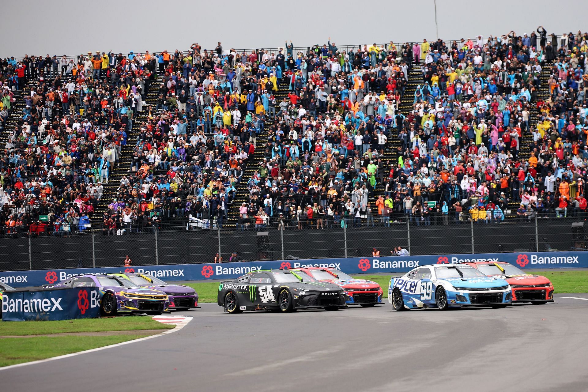Daniel Suarez (99) and Ty Gibbs (54) during the Cup Series Viva Mexico 250. Source: Getty